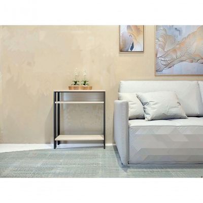 Aparador Mesinha Mesa De Apoio Mesa De Impressora Escritório Sala Cozinha Refeitório Preto Com Amadeirado Claro