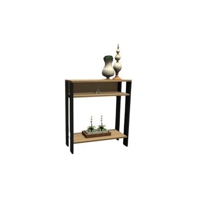 Aparador Mesinha Mesa De Apoio Mesa De Impressora Escritório Sala Cozinha Refeitório Preto Com Amadeirado Claro