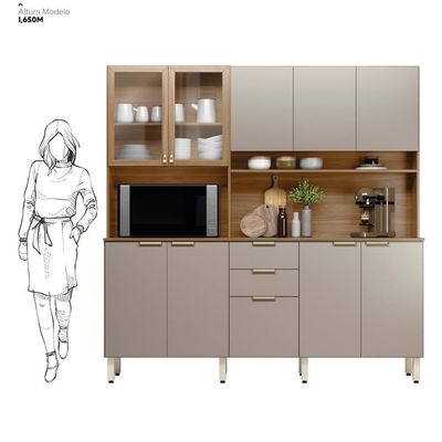 Cozinha Compacta Amora 10 Portas 2 Gavetas Amora Amendola/nude Prime Tx Demobile Amendola/nude Prime Tx