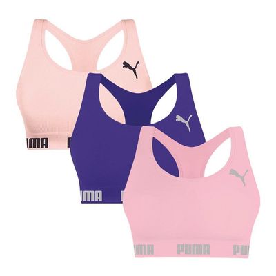 Kit 3 Tops Puma Nadador Sem Costura Feminino G / Rosa e Roxo