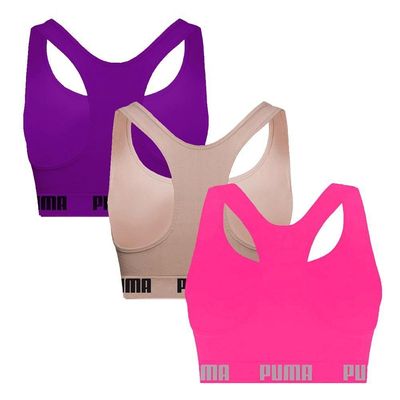 Kit 3 Tops Puma Nadador Sem Costura Feminino G / Rosa e Roxo