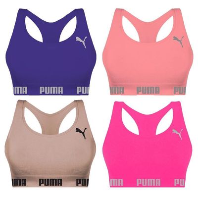 Kit 4 Tops Puma Nadador Sem Costura Feminino P / Rosa