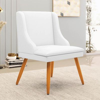 Kit 2 Cadeiras Estofadas Para Sala De Jantar Pés Palito Lia Sintético Branco - Ibiza