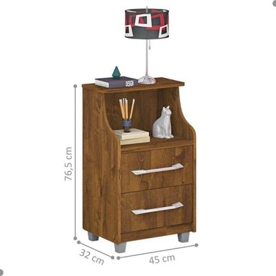 Mesa De Cabeceira 2 Gavetas Topázio Malbec