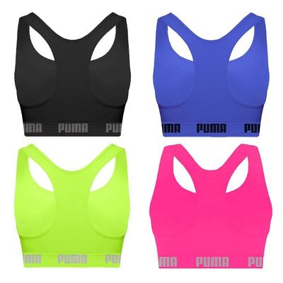 Kit 4 Tops Puma Nadador Sem Costura Feminino M / Azul e Verde