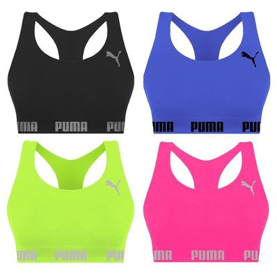 Kit 4 Tops Puma Nadador Sem Costura Feminino G / Azul e Verde