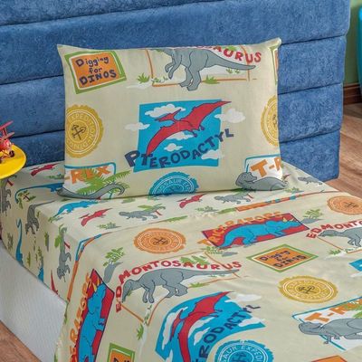 Jogo De Cama Lençol Bouti Infantil Kids Solteiro 03 Peças - Dino - alta durabilidade