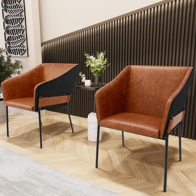 Kit 2 Cadeiras Para Sala de Jantar Estar Living Olívia L02 Couríssimo Camel Preto - Lyam Decor