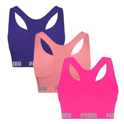 Kit 3 Tops Puma Nadador Sem Costura Feminino P / Rosa e Roxo