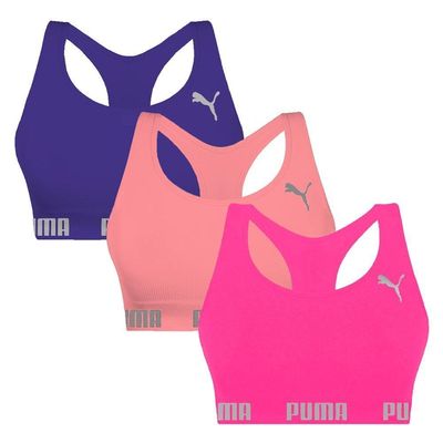 Kit 3 Tops Puma Nadador Sem Costura Feminino G / Rosa e Roxo