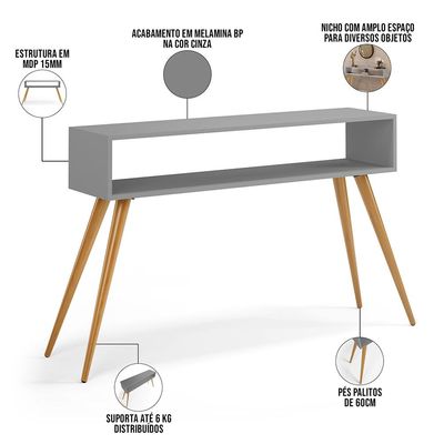 Kit Aparador com Mesa de Centro Mônaco Pés Palito L03 Cinza - Lyam Decor