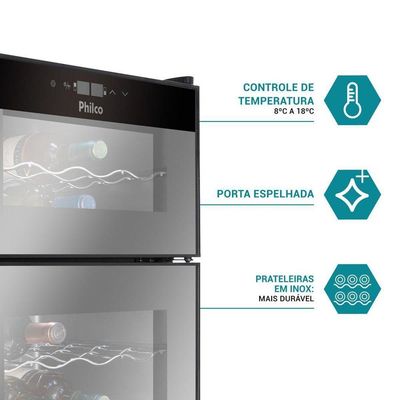 Adega Philco 69L PAD24DZ Display Digital 24 Garrafas Bivolt