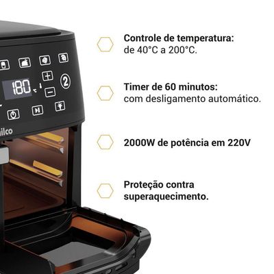 Air Fryer Philco 14L 4 Em 1 Painel Digital PAF14A 110V
