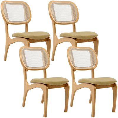 Kit 4 Cadeiras Para Sala de Jantar Cozinha Estofada e Tela Mariah L02 Couríssimo Fendi - Lyam Decor