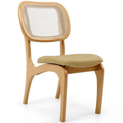 Cadeira Para Sala de Jantar Cozinha Estofada e Tela Mariah L02 Couríssimo Fendi - Lyam Decor