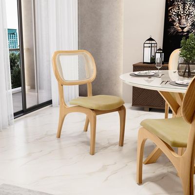Cadeira Para Sala de Jantar Cozinha Estofada e Tela Mariah L02 Couríssimo Fendi - Lyam Decor