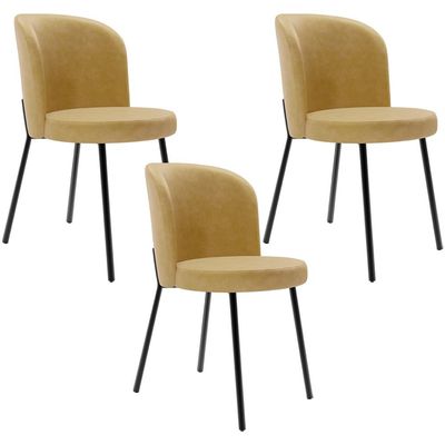 Kit 3 Cadeiras Sala de Jantar Estofada Gavi L02 Couríssimo Fendi - Lyam Decor