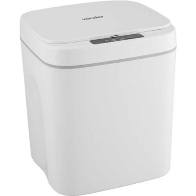 Lixeira Retangular 12l Branca C/sensor Vonder