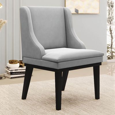 Kit 8 Cadeiras Estofadas Para Sala De Jantar Base Fixa De Madeira Preto Lia Suede Cinza - Ibiza