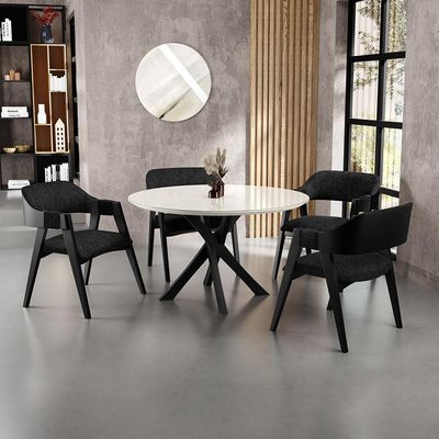 Kit 02 Cadeiras Para Sala de Jantar e Estar Living Estofada Suran L02 Preto Linho Chumbo - Lyam