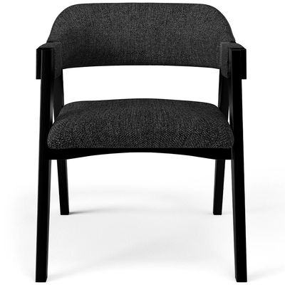 Kit 02 Cadeiras Para Sala de Jantar e Estar Living Estofada Suran L02 Preto Linho Chumbo - Lyam