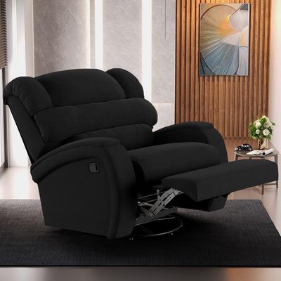 Poltrona Do Papai Reclinável Kalie Glider Giratória Massagem Fh9 Veludo Preto - Mpozenato