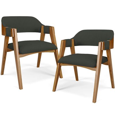 Kit 02 Cadeiras Para Sala de Jantar e Estar Living Estofada Suran L02 Linho Verde Musgo - Lyam