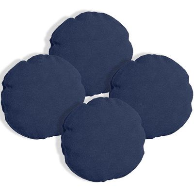 Kit 4 Almofadas Bolacha Redonda Cookie Veludo Azul Marinho