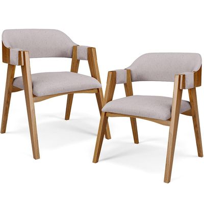 Kit 02 Cadeiras Para Sala de Jantar e Estar Living Estofada Suran L02 Linho Bege - Lyam