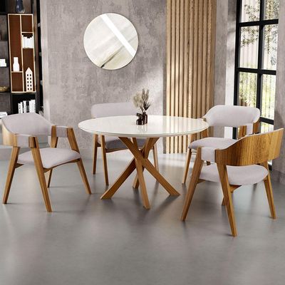 Kit 02 Cadeiras Para Sala de Jantar e Estar Living Estofada Suran L02 Linho Bege - Lyam