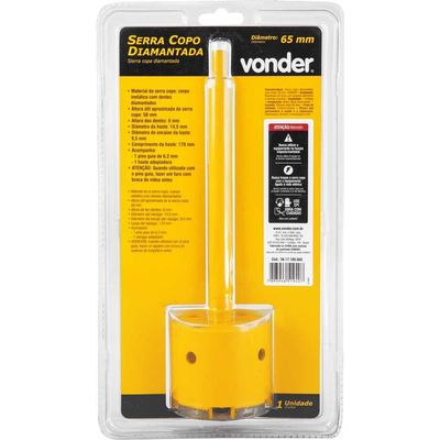 Serra Copo 65mm Diamantada Haste Vonder