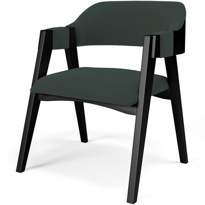 Kit 4 Cadeiras Sala de Jantar Estar Living Estofada Suran L02 Preto Suede Verde Musgo - Lyam Decor