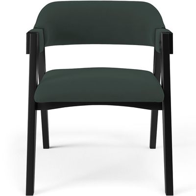 Kit 4 Cadeiras Sala de Jantar Estar Living Estofada Suran L02 Preto Suede Verde Musgo - Lyam Decor