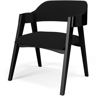 Kit 4 Cadeiras Sala de Jantar Estar Living Estofada Suran L02 Preto Suede Preto - Lyam Decor