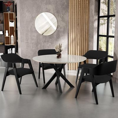 Kit 4 Cadeiras Sala de Jantar Estar Living Estofada Suran L02 Preto Suede Preto - Lyam Decor