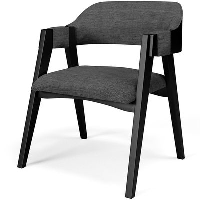 Kit 4 Cadeiras Sala de Jantar Estar Living Estofada Suran L02 Preto Linho Cinza Escuro - Lyam Decor