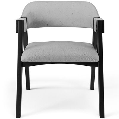 Kit 2 Cadeiras Sala de Jantar Estar Living Estofada Suran L02 Preto Linho Cinza - Lyam Decor