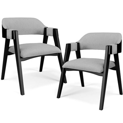 Kit 2 Cadeiras Sala de Jantar Estar Living Estofada Suran L02 Preto Linho Cinza - Lyam Decor