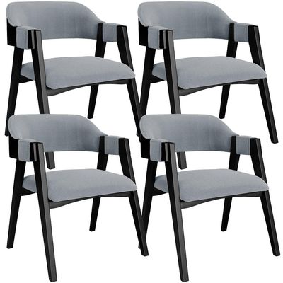 Kit 4 Cadeiras Sala de Jantar Estar Living Estofada Suran L02 Preto Bouclê Cinza - Lyam Decor