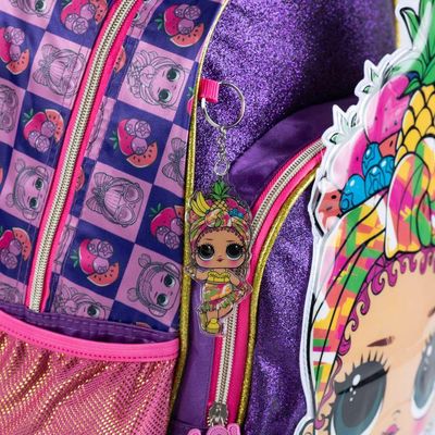 Mochila Escolar Infantil Feminina com Rodinhas LOL Premium Roxa U / Roxo
