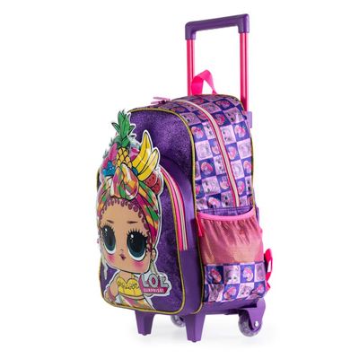 Mochila Escolar Infantil Feminina com Rodinhas LOL Premium Roxa U / Roxo