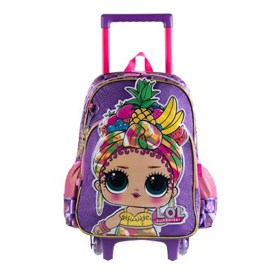 Mochila Escolar Infantil Feminina com Rodinhas LOL Premium Roxa U / Roxo