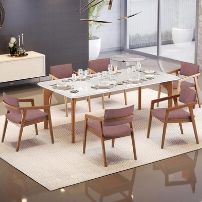 Kit 02 Cadeiras Para Sala de Jantar Estar Living Giorgia B04 Suede Rosê - Lyam Decor