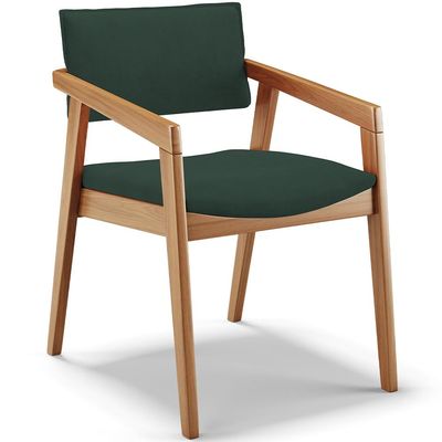 Kit 02 Cadeiras Para Sala de Jantar Estar Living Giorgia B04 Suede Verde Musgo - Lyam Decor