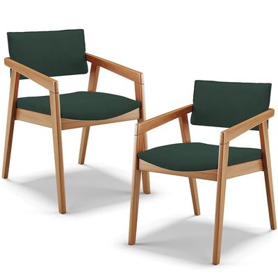 Kit 02 Cadeiras Para Sala de Jantar Estar Living Giorgia B04 Suede Verde Musgo - Lyam Decor