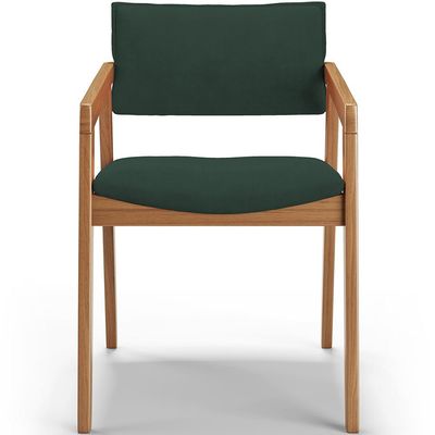 Kit 02 Cadeiras Para Sala de Jantar Estar Living Giorgia B04 Suede Verde Musgo - Lyam Decor