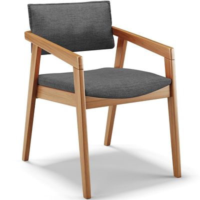 Cadeira Para Sala de Jantar Estar Living Giorgia B04 Linho Cinza Escuro - Lyam Decor