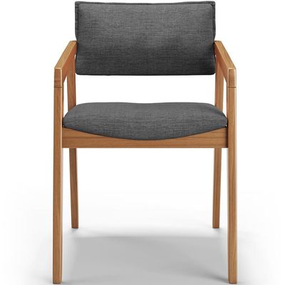 Cadeira Para Sala de Jantar Estar Living Giorgia B04 Linho Cinza Escuro - Lyam Decor