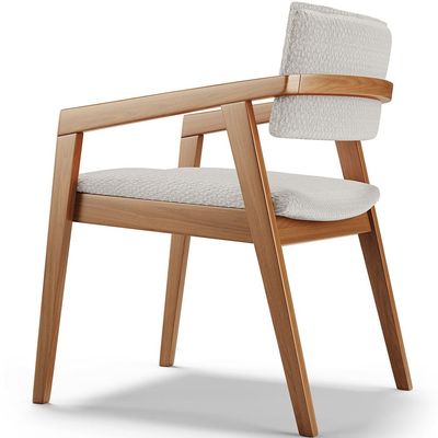 Cadeira Para Sala de Jantar Estar Living Giorgia B04 Bouclê Cru - Lyam Decor
