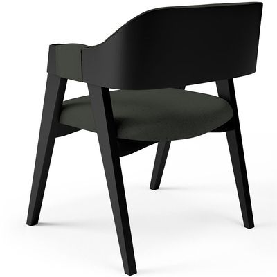 Cadeira Para Sala de Jantar Estar Living Estofada Suran L02 Preto Linho Verde Musgo - Lyam Decor